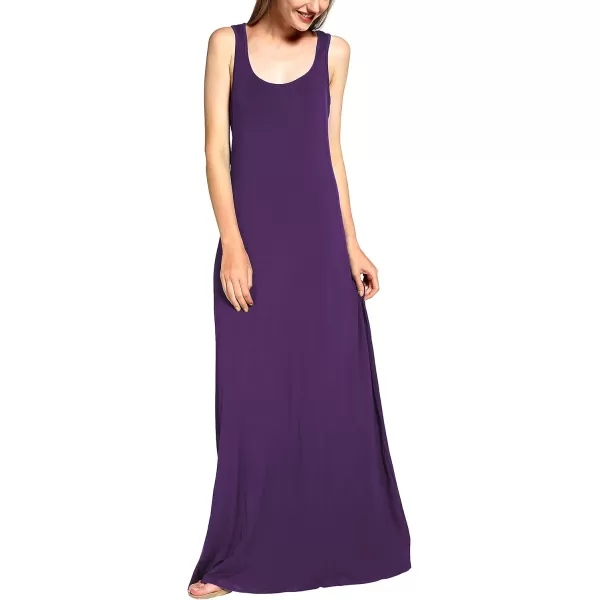 Urban CoCo Womens Scoop Neck Solid Sleeveless Summer Beach Tank Top Casual Maxi DressPurple