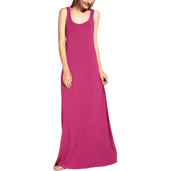 Urban CoCo Womens Scoop Neck Solid Sleeveless Summer Beach Tank Top Casual Maxi DressRose