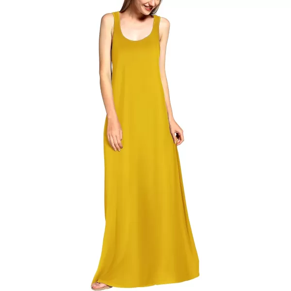 Urban CoCo Womens Scoop Neck Solid Sleeveless Summer Beach Tank Top Casual Maxi DressVibrant Yellow