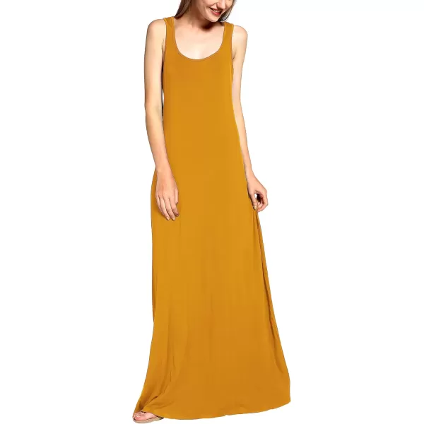 Urban CoCo Womens Scoop Neck Solid Sleeveless Summer Beach Tank Top Casual Maxi DressYellow