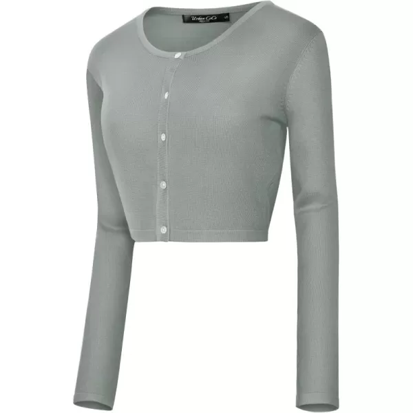 Urban CoCo Womens Button Down Crew Neck Cropped Cardigan Lightweight Shrug Kint SweaterWashed Olive