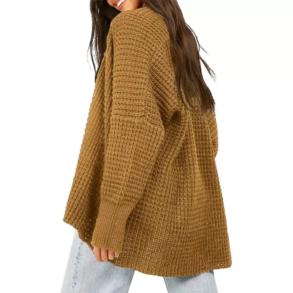 Urban CoCo Womens Cozy Long Sleeves Open Front Oversized Cable Knit Sweater CardiganCamel