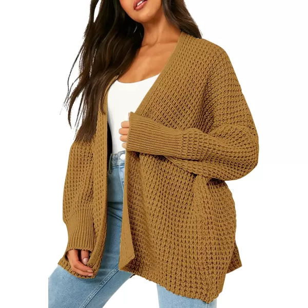 Urban CoCo Womens Cozy Long Sleeves Open Front Oversized Cable Knit Sweater CardiganCamel