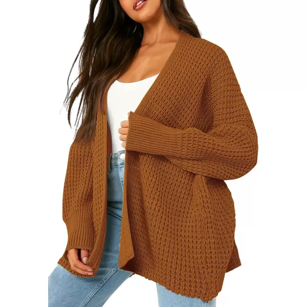 Urban CoCo Womens Cozy Long Sleeves Open Front Oversized Cable Knit Sweater CardiganUmber