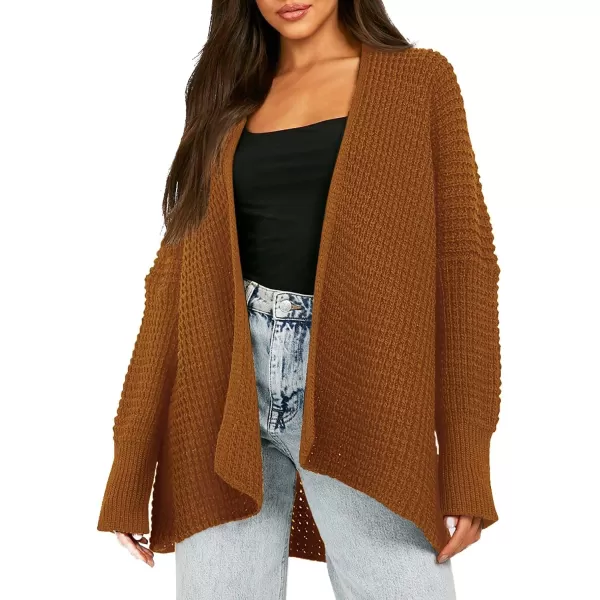 Urban CoCo Womens Cozy Long Sleeves Open Front Oversized Cable Knit Sweater CardiganUmber