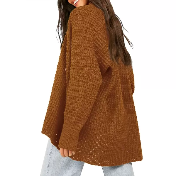 Urban CoCo Womens Cozy Long Sleeves Open Front Oversized Cable Knit Sweater CardiganUmber