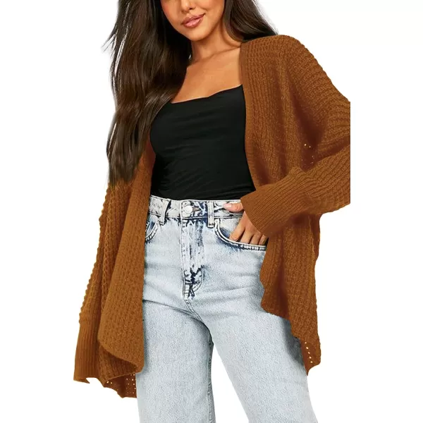 Urban CoCo Womens Cozy Long Sleeves Open Front Oversized Cable Knit Sweater CardiganUmber
