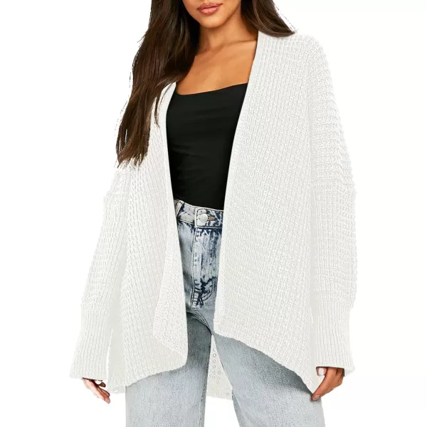 Urban CoCo Womens Cozy Long Sleeves Open Front Oversized Cable Knit Sweater CardiganWhite