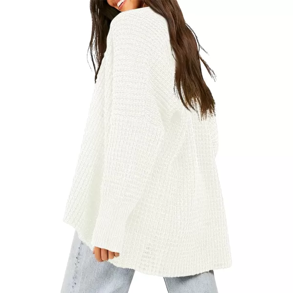 Urban CoCo Womens Cozy Long Sleeves Open Front Oversized Cable Knit Sweater CardiganWhite