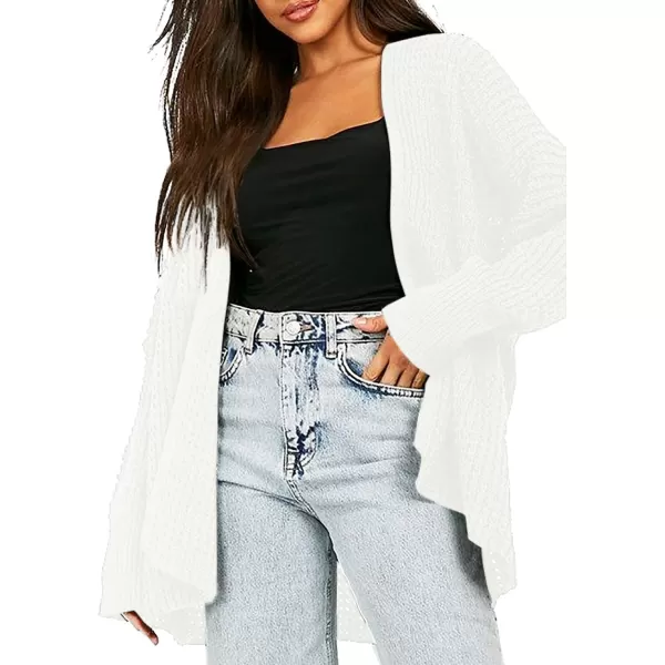 Urban CoCo Womens Cozy Long Sleeves Open Front Oversized Cable Knit Sweater CardiganWhite