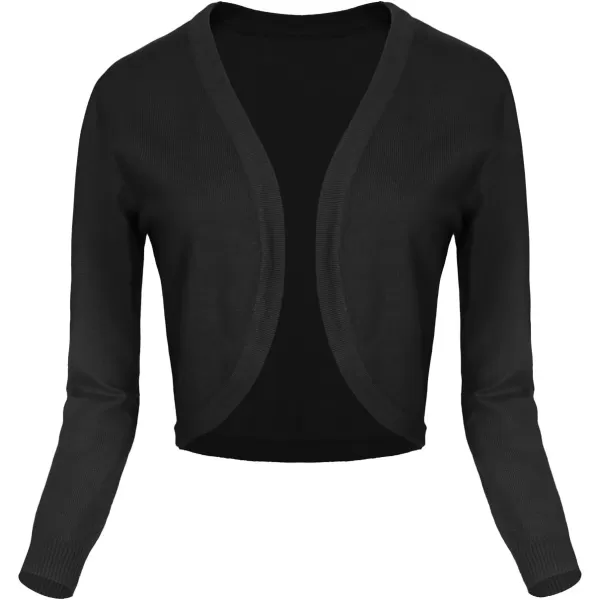 Urban CoCo Womens Cropped Cardigan VNeck Button Down Knitted Sweater 34 Sleeve2 Black