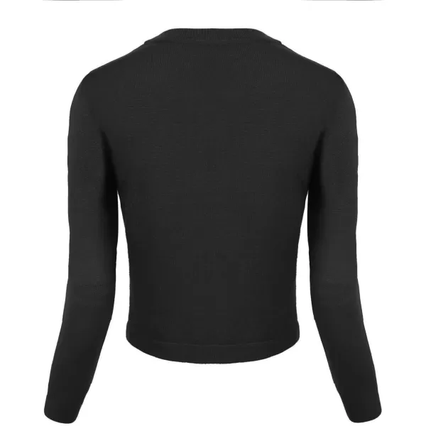 Urban CoCo Womens Cropped Cardigan VNeck Button Down Knitted Sweater 34 Sleeve2 Black