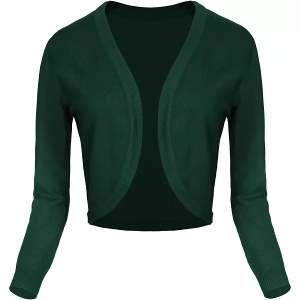 Urban CoCo Womens Cropped Cardigan VNeck Button Down Knitted Sweater 34 Sleeve2 Dark Green