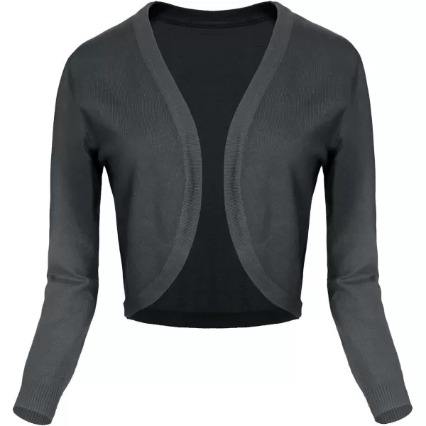 Urban CoCo Womens Cropped Cardigan VNeck Button Down Knitted Sweater 34 Sleeve2 Deep Grey