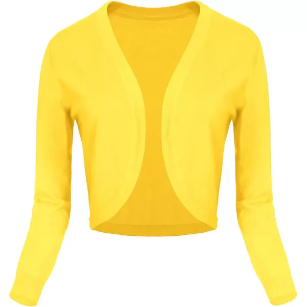 Urban CoCo Womens Cropped Cardigan VNeck Button Down Knitted Sweater 34 Sleeve2 Lemon Yellow