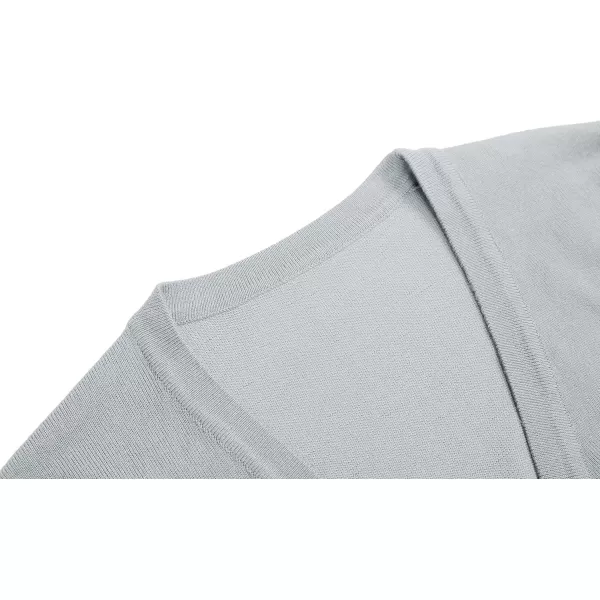 Urban CoCo Womens Cropped Cardigan VNeck Button Down Knitted Sweater 34 Sleeve2 Light Grey