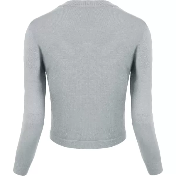 Urban CoCo Womens Cropped Cardigan VNeck Button Down Knitted Sweater 34 Sleeve2 Light Grey