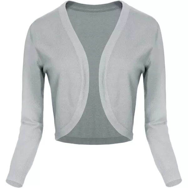 Urban CoCo Womens Cropped Cardigan VNeck Button Down Knitted Sweater 34 Sleeve2 Light Grey