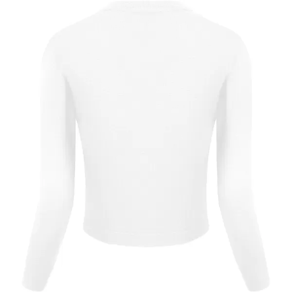 Urban CoCo Womens Cropped Cardigan VNeck Button Down Knitted Sweater 34 Sleeve2 White