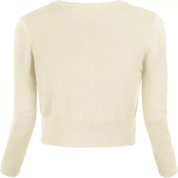 Urban CoCo Womens Cropped Cardigan VNeck Button Down Knitted Sweater 34 SleeveApricot