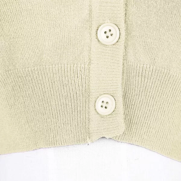 Urban CoCo Womens Cropped Cardigan VNeck Button Down Knitted Sweater 34 SleeveApricot