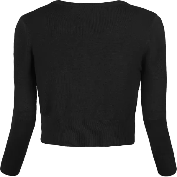 Urban CoCo Womens Cropped Cardigan VNeck Button Down Knitted Sweater 34 SleeveBlack