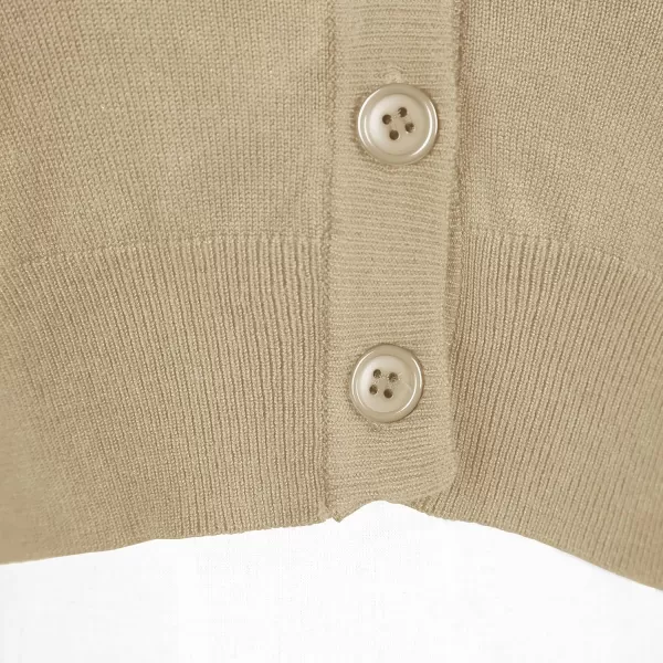 Urban CoCo Womens Cropped Cardigan VNeck Button Down Knitted Sweater 34 SleeveCamel
