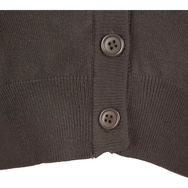 Urban CoCo Womens Cropped Cardigan VNeck Button Down Knitted Sweater 34 SleeveCoffee