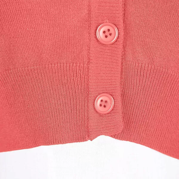 Urban CoCo Womens Cropped Cardigan VNeck Button Down Knitted Sweater 34 SleeveCoral