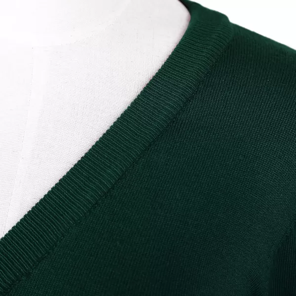 Urban CoCo Womens Cropped Cardigan VNeck Button Down Knitted Sweater 34 SleeveDark Green