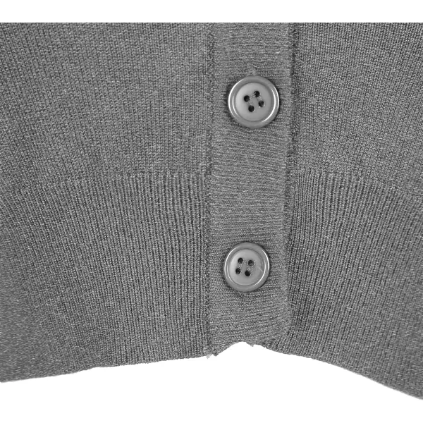 Urban CoCo Womens Cropped Cardigan VNeck Button Down Knitted Sweater 34 SleeveHeather Gray