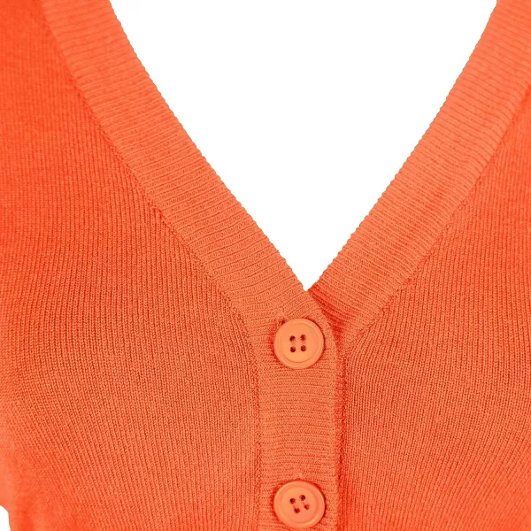 Urban CoCo Womens Cropped Cardigan VNeck Button Down Knitted Sweater 34 SleeveOrange