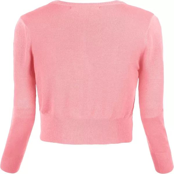 Urban CoCo Womens Cropped Cardigan VNeck Button Down Knitted Sweater 34 SleevePink