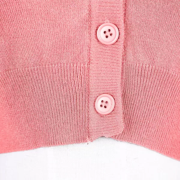Urban CoCo Womens Cropped Cardigan VNeck Button Down Knitted Sweater 34 SleevePink