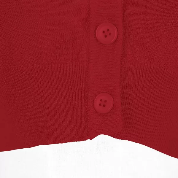 Urban CoCo Womens Cropped Cardigan VNeck Button Down Knitted Sweater 34 SleeveRed