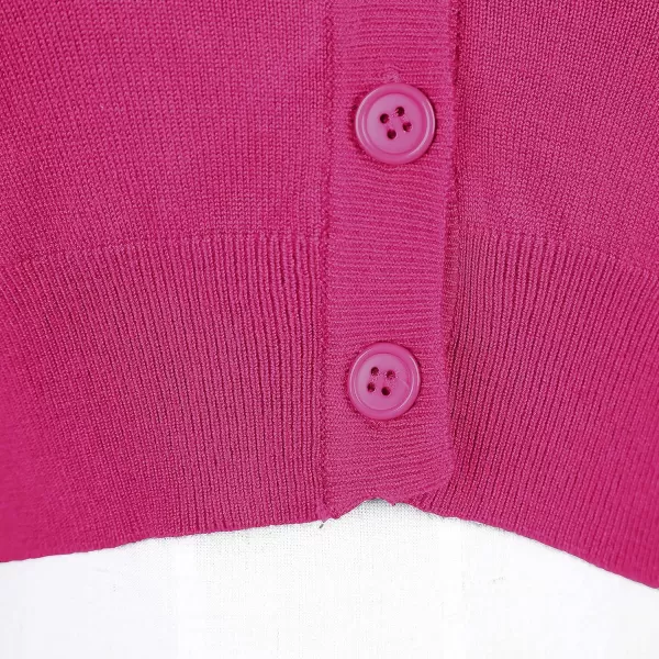 Urban CoCo Womens Cropped Cardigan VNeck Button Down Knitted Sweater 34 SleeveRose