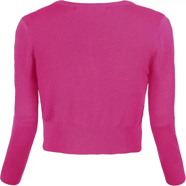 Urban CoCo Womens Cropped Cardigan VNeck Button Down Knitted Sweater 34 SleeveRose