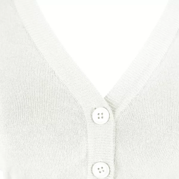 Urban CoCo Womens Cropped Cardigan VNeck Button Down Knitted Sweater 34 SleeveWhite