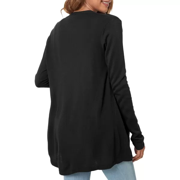 Urban CoCo Womens Long Sleeve Open Front Lightweight Cardigan Sweaters with PocketsBlack