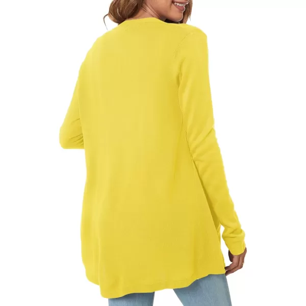 Urban CoCo Womens Long Sleeve Open Front Lightweight Cardigan Sweaters with PocketsLemon Yellow
