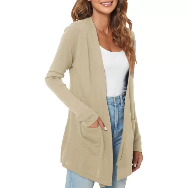 Urban CoCo Womens Long Sleeve Open Front Lightweight Cardigan Sweaters with PocketsLight Camel