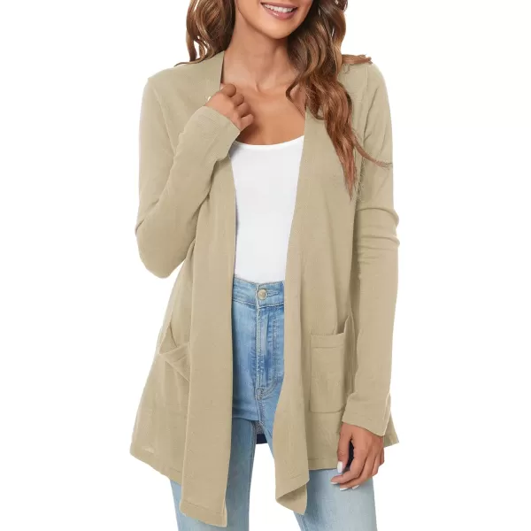 Urban CoCo Womens Long Sleeve Open Front Lightweight Cardigan Sweaters with PocketsLight Camel