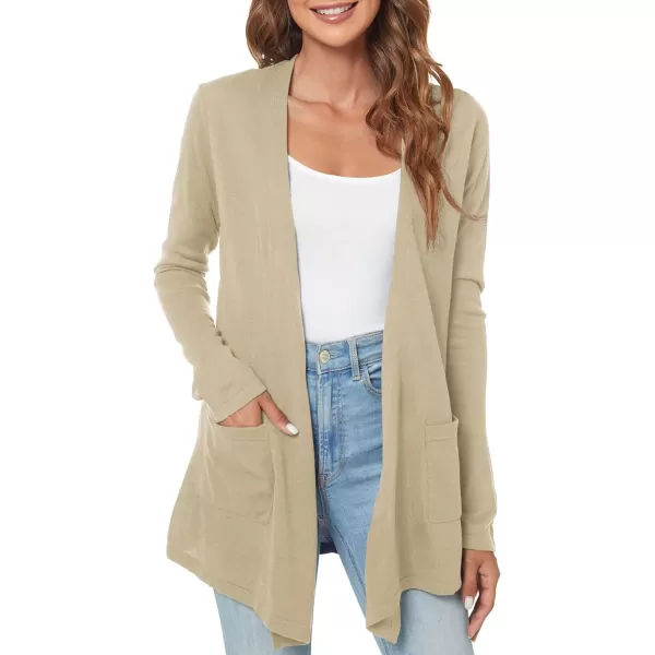 Urban CoCo Womens Long Sleeve Open Front Lightweight Cardigan Sweaters with PocketsLight Camel