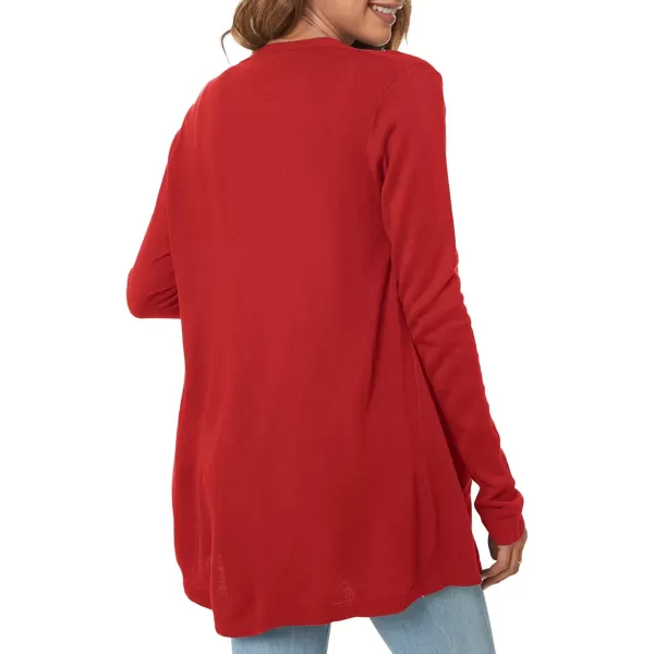 Urban CoCo Womens Long Sleeve Open Front Lightweight Cardigan Sweaters with PocketsRed