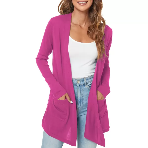 Urban CoCo Womens Long Sleeve Open Front Lightweight Cardigan Sweaters with PocketsRose