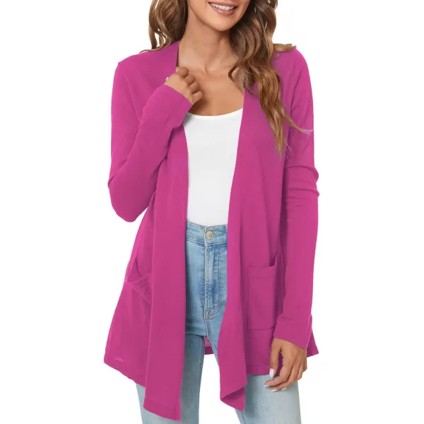 Urban CoCo Womens Long Sleeve Open Front Lightweight Cardigan Sweaters with PocketsRose