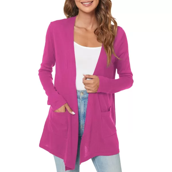 Urban CoCo Womens Long Sleeve Open Front Lightweight Cardigan Sweaters with PocketsRose