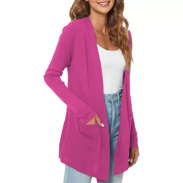 Urban CoCo Womens Long Sleeve Open Front Lightweight Cardigan Sweaters with PocketsRose
