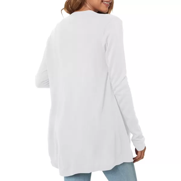 Urban CoCo Womens Long Sleeve Open Front Lightweight Cardigan Sweaters with PocketsWhite