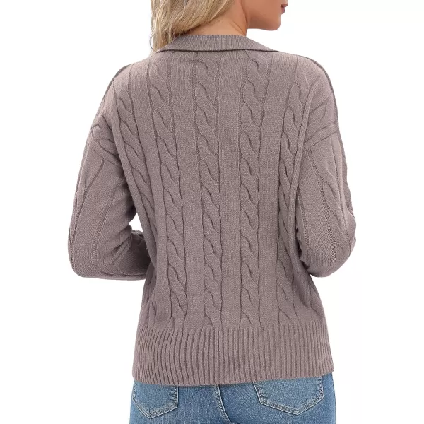 Urban CoCo Womens VNeck Knit Pullover Sweaters Lapel Collar Casual 2023 Fall Jumper TopsGrey Purple